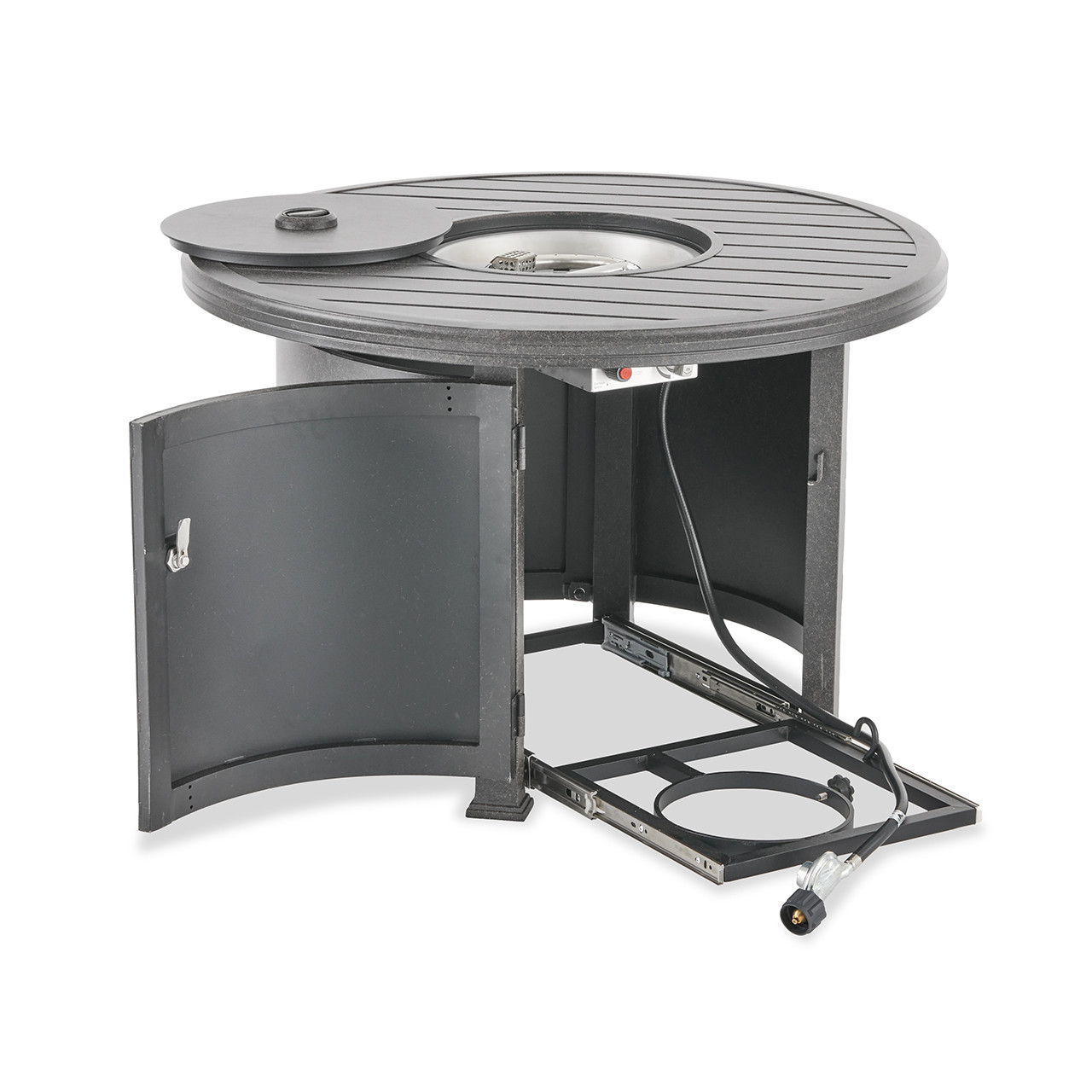 Carlisle Saddle Grey Cast Aluminum 36 in. D LP Fire Pit Slat Top Table