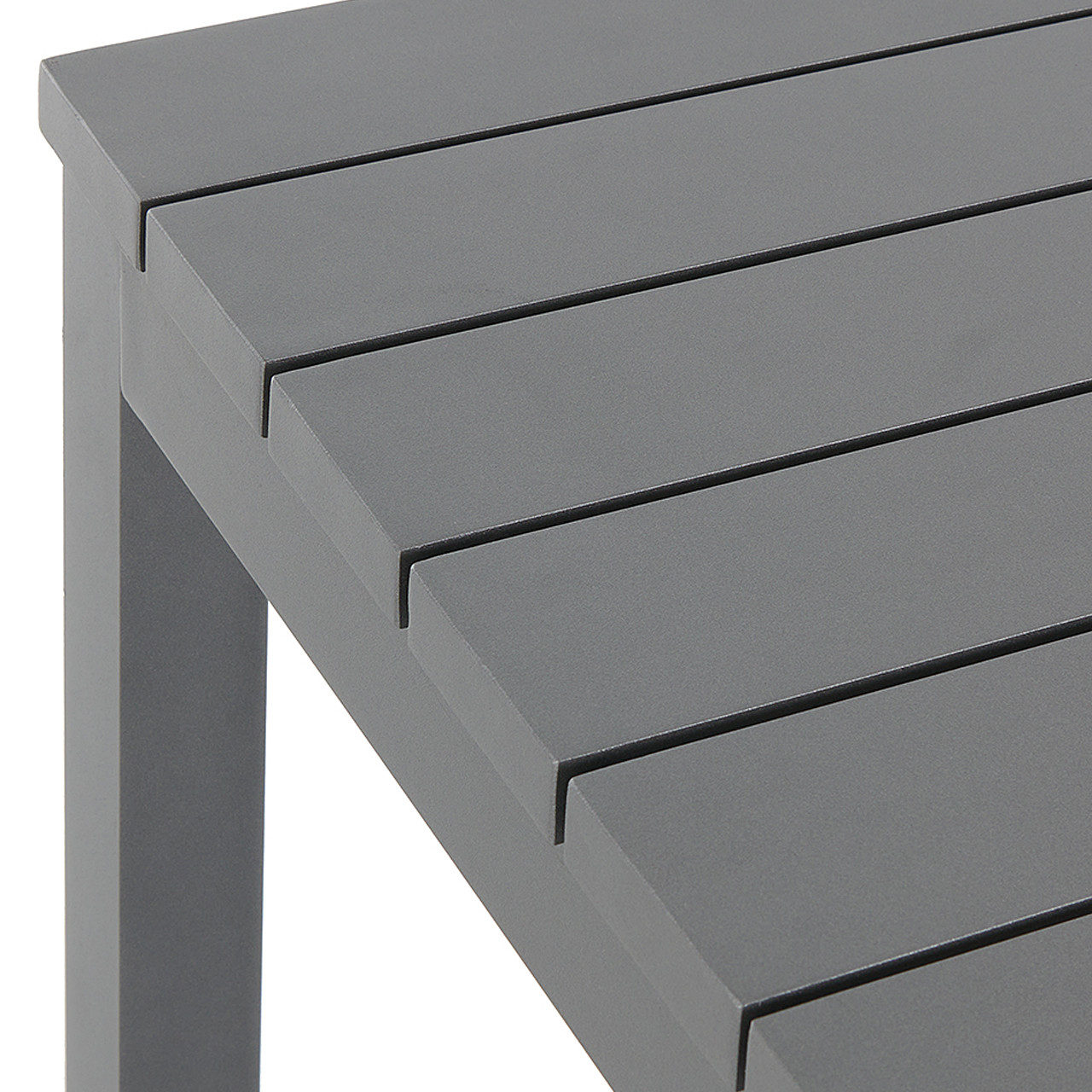 Soho Slate Grey Aluminum 46 in. Sq. Slat Top Dining Table -