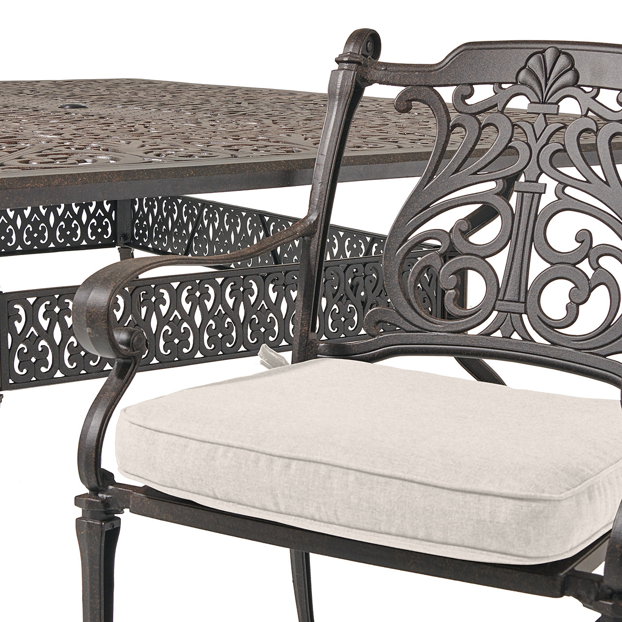 Naples Cast Aluminum with Cushions 11 Piece Dining Set + 90 x 64 in. Table