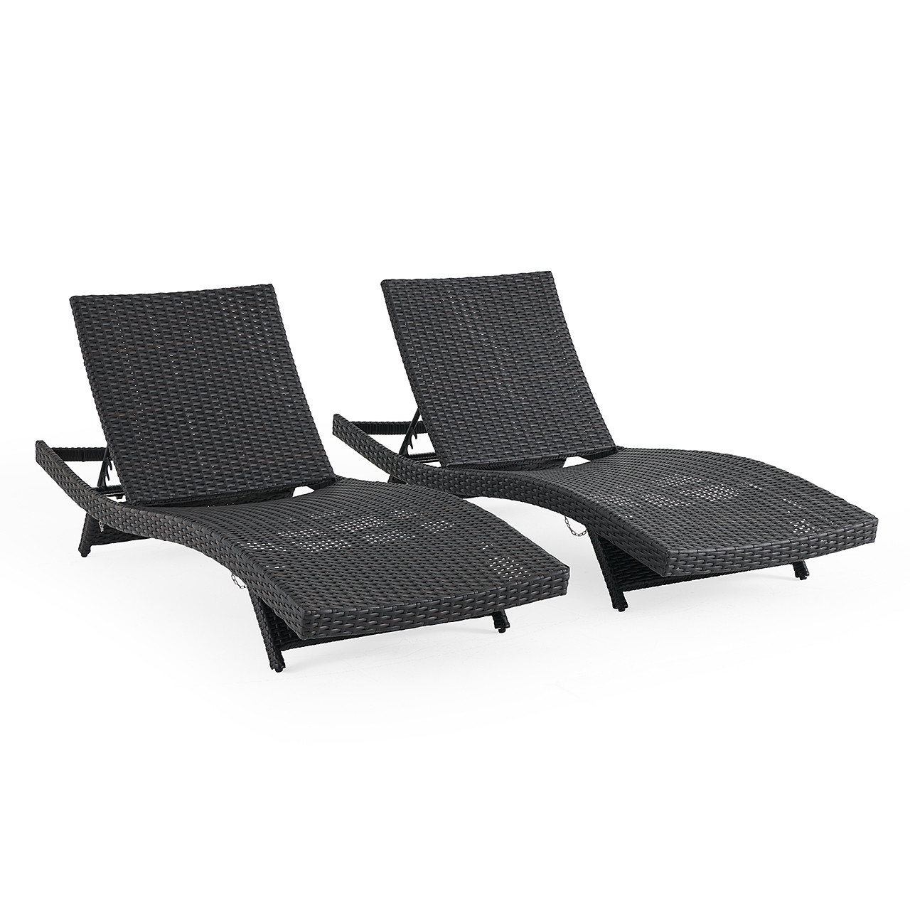 Terrace Outdoor Wicker 2 Piece Contour Chaise Lounge Set