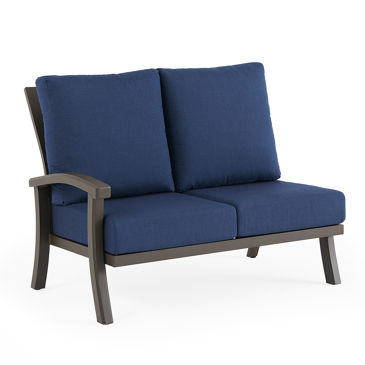 Fairmont Aged Bronze Aluminum with Cushions 8 Piece U-Shape Sectional + 42 in. Sq. Carlisle Fire Pit