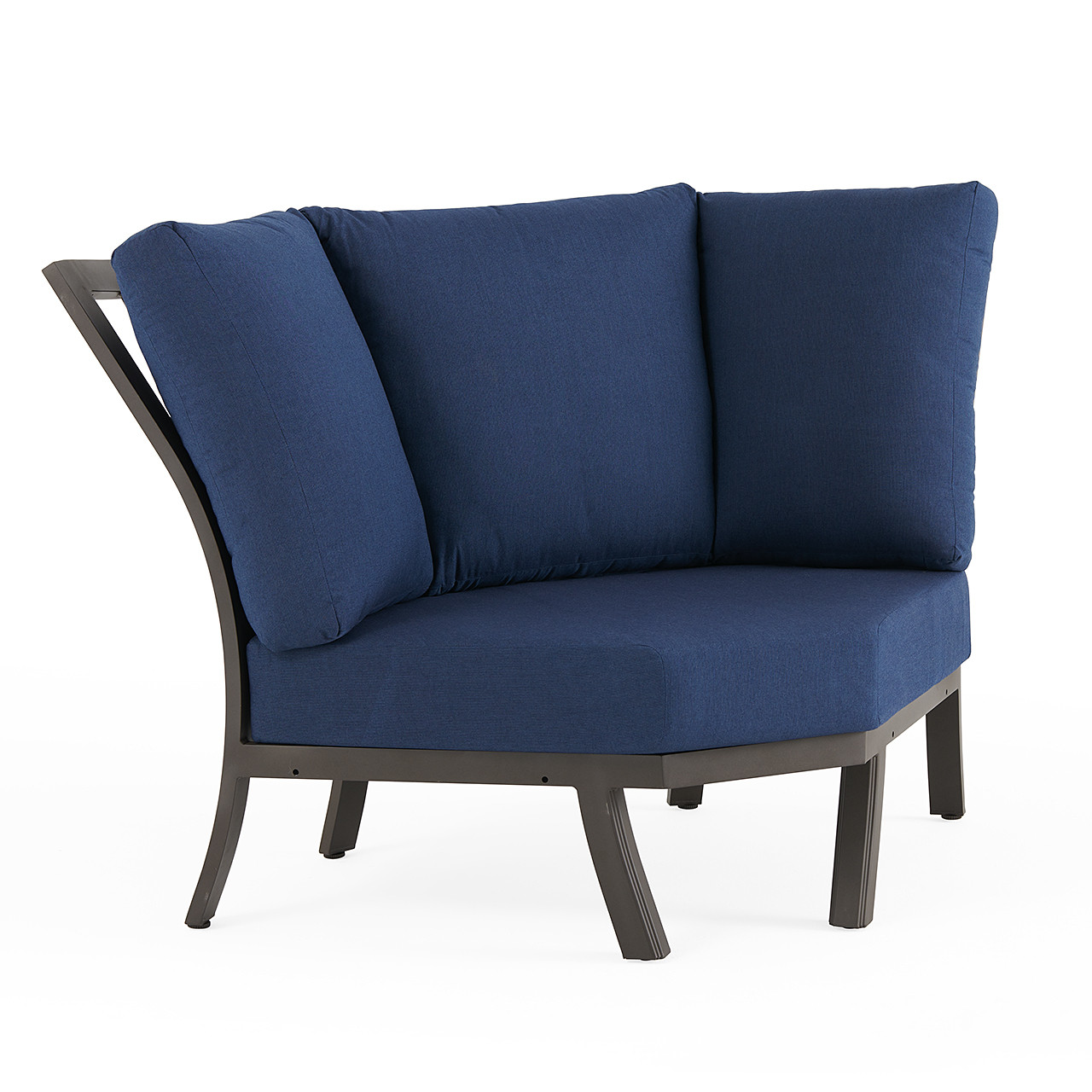 Fairmont Aged Bronze Aluminum with Cushions 8 Piece U-Shape Sectional + 48 in. D Carlisle Fire Pit