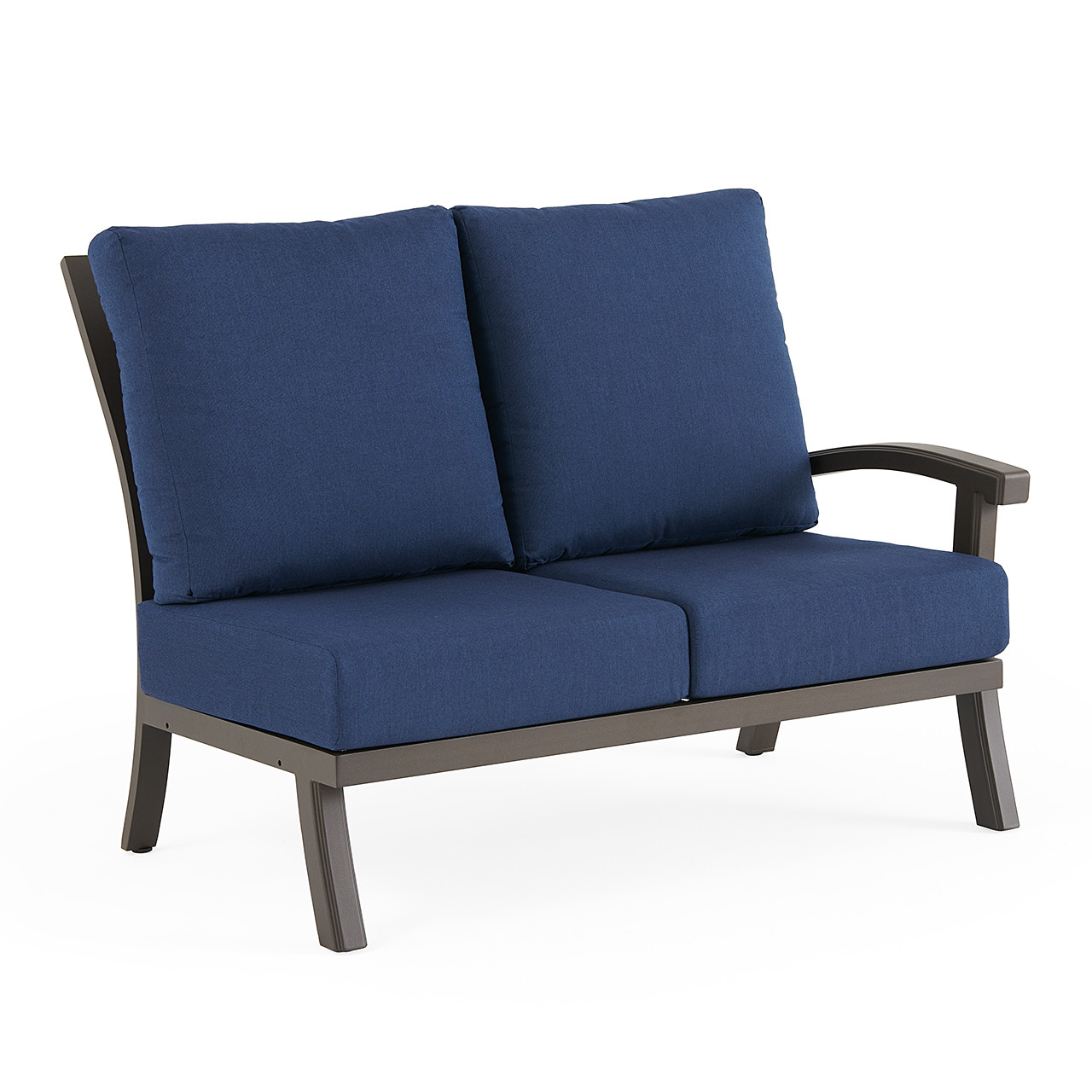 Fairmont Aged Bronze Aluminum with Cushions 8 Piece U-Shape Sectional + 48 in. D Carlisle Fire Pit