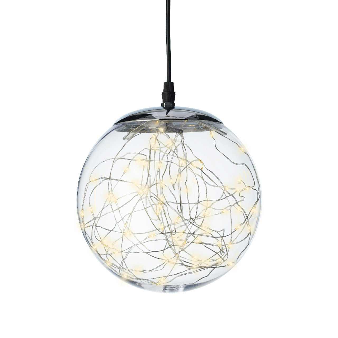 15.7 in. Clear Shatterproof Hanging Ball Ornament with Warm White 300 Lights