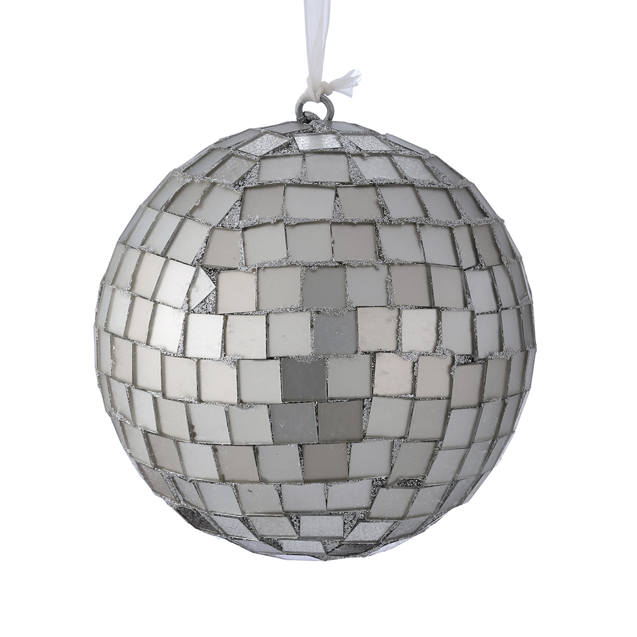 4 in. Silver Mosiac Mirror Ball Ornament