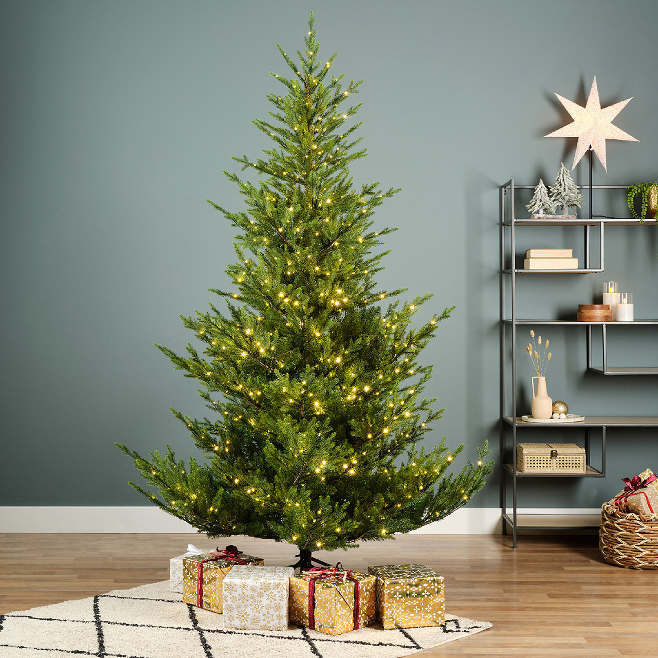 7.4 ft. Norway Spruce Classic Christmas Tree with 1000 Micro LED Clear Lights