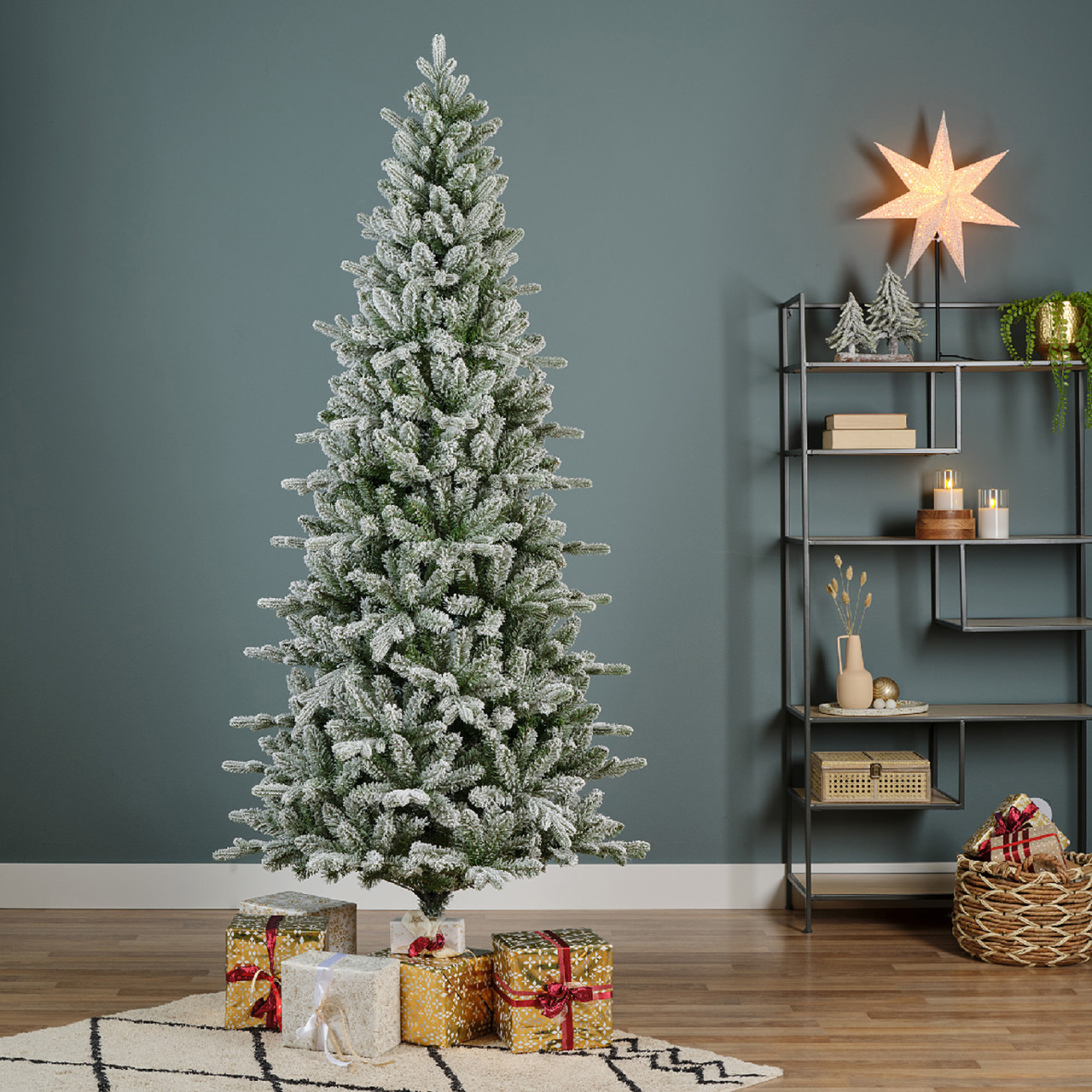 7.9 ft. Frosted Killington Fir Slim Christmas Tree, Unlit