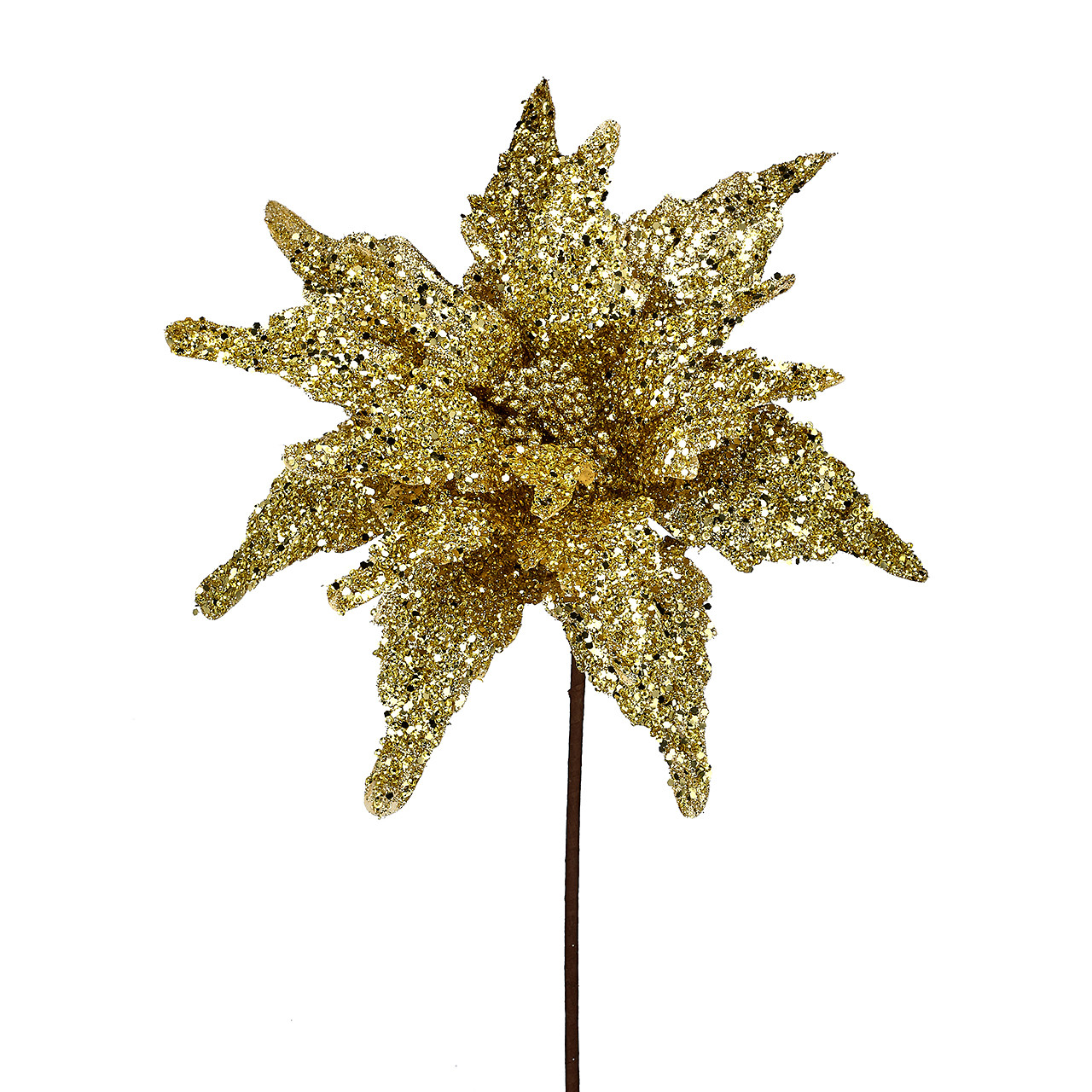 22 in. Gold Glittered Poinsettia Stem