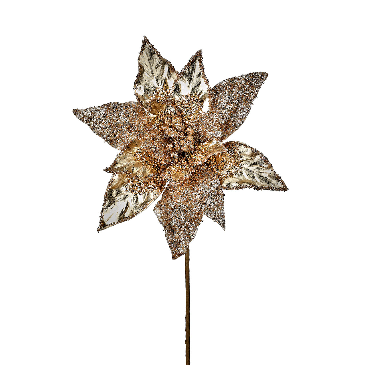 24 in. Champagne Metallic Poinsettia Stem