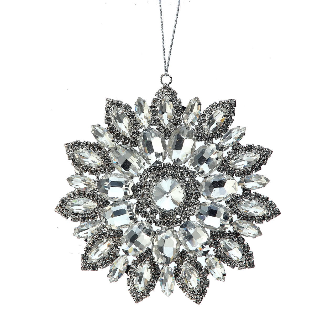 4 in. Clear Jeweled Starburst Pendant Glass Ornament