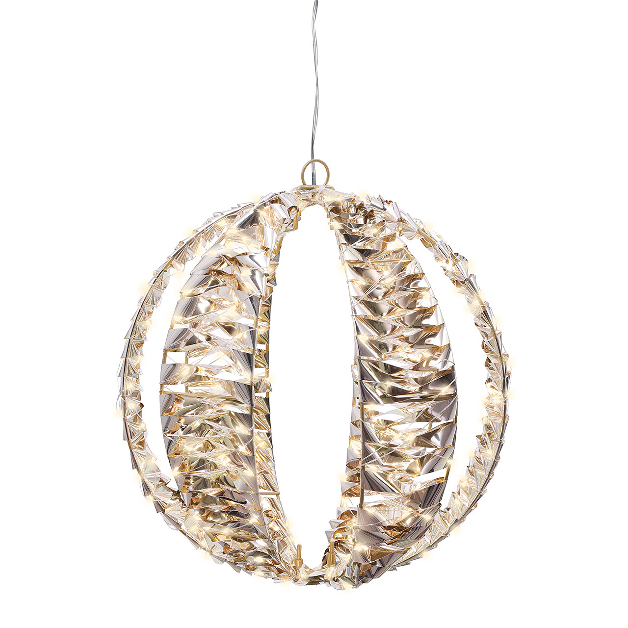 11.8 in. Gold Tinsel Sphere with 300 Warm White Lights