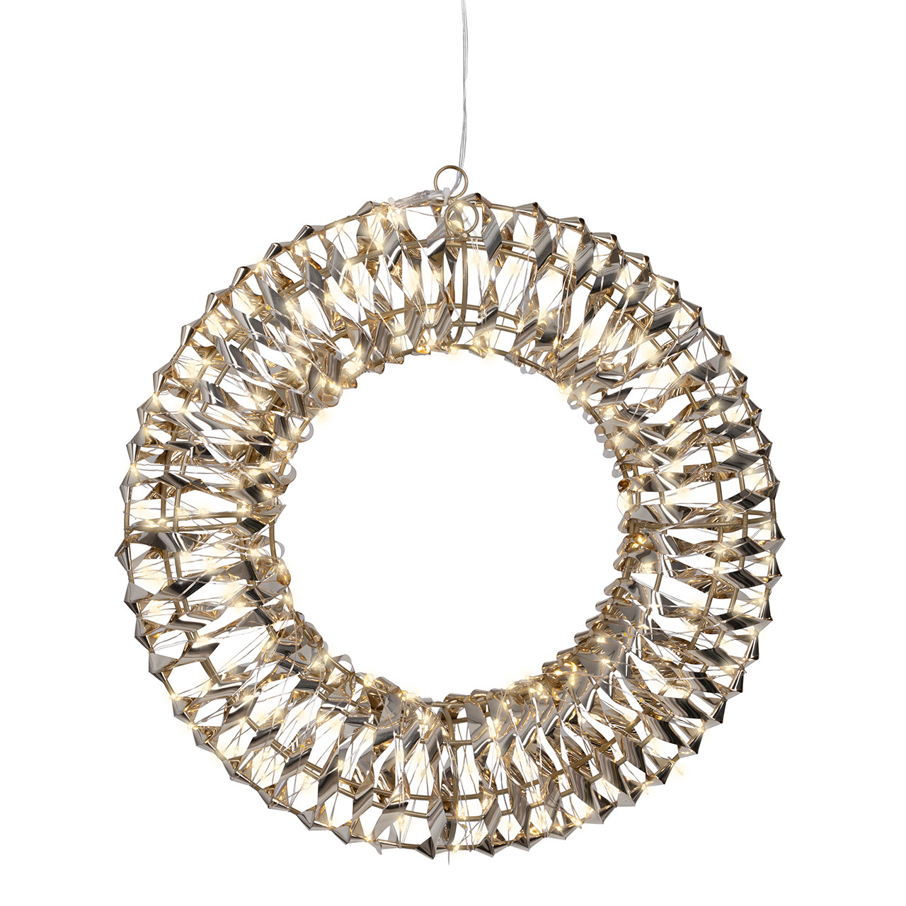 15 in. Gold Tinsel Wreath with 400 Warm White Lights