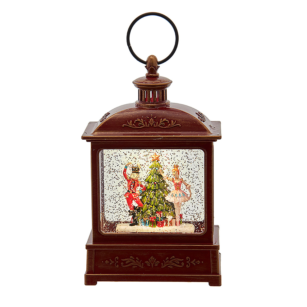 8 in. LED Battery-Operated Nutcracker and Ballerina Water Globe Lantern