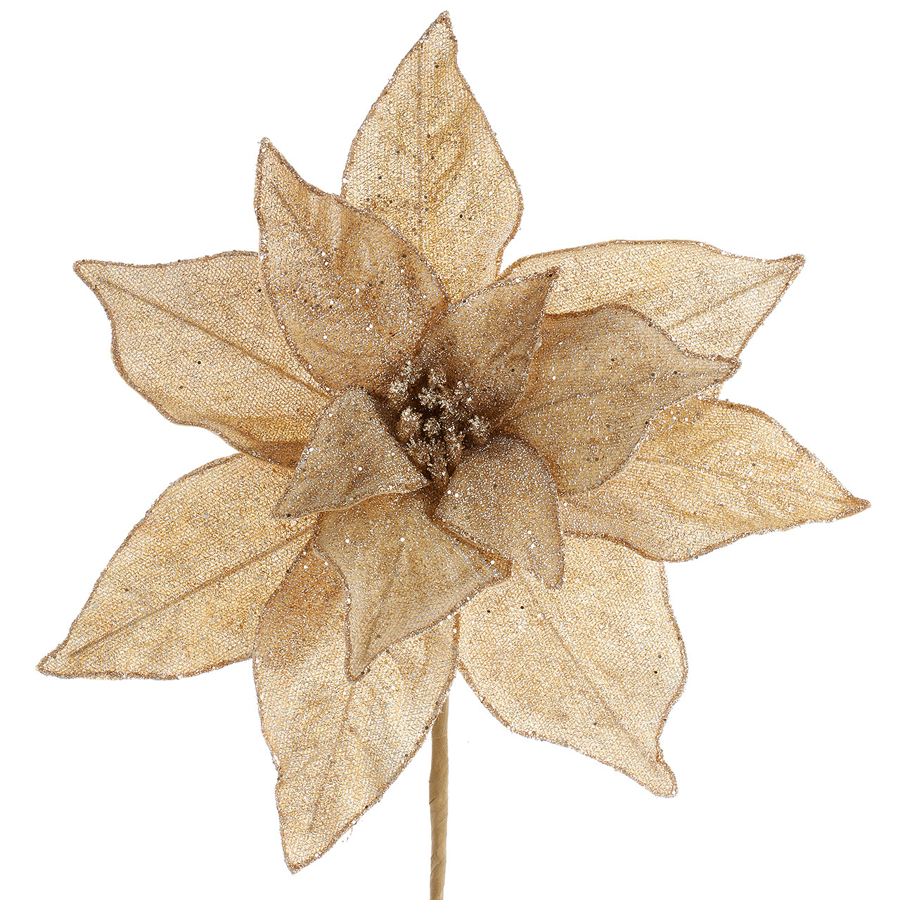 20 in. Gold Poinsettia Spray