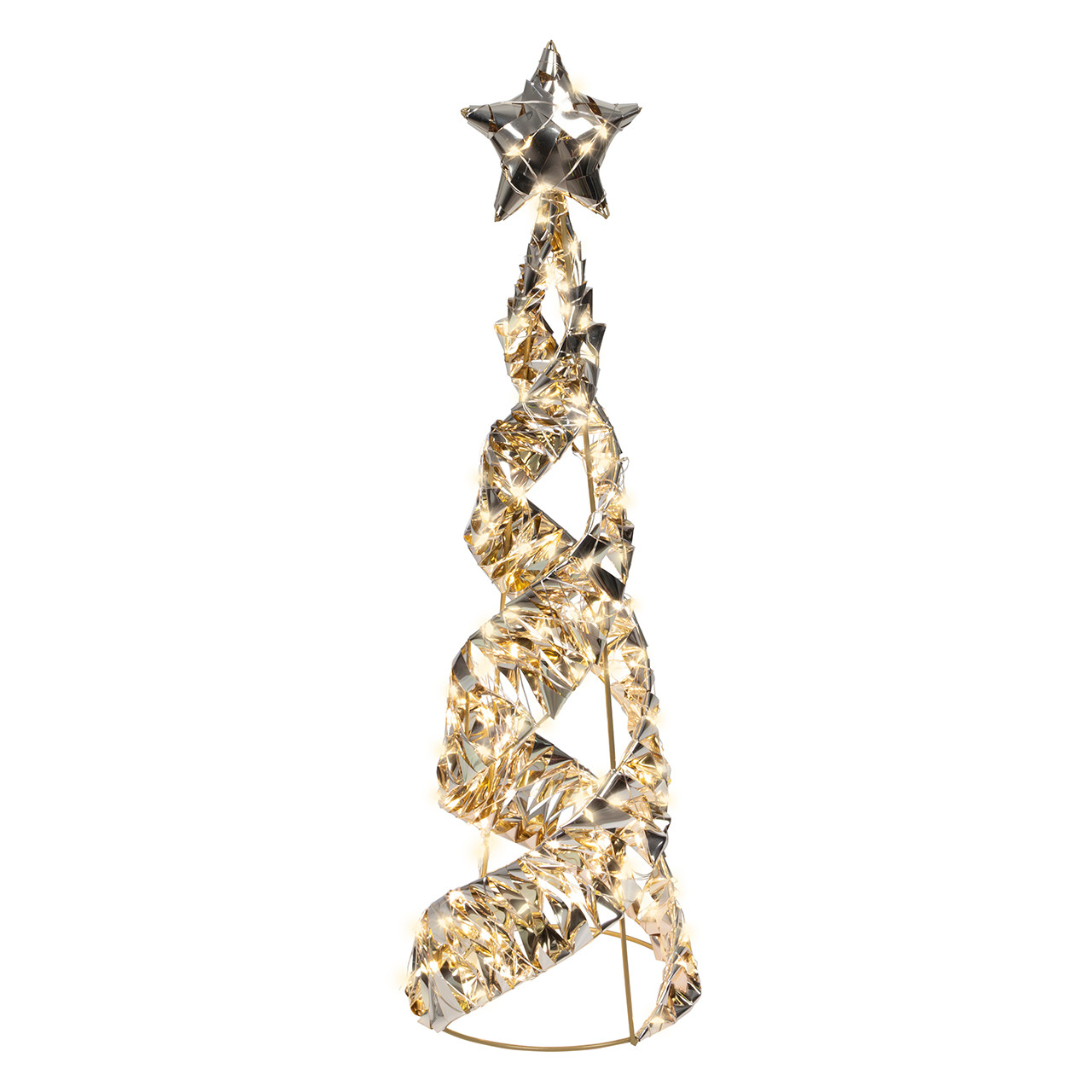 23.6 in. Gold Tinsel Cone Tree with 300 Warm White Lights