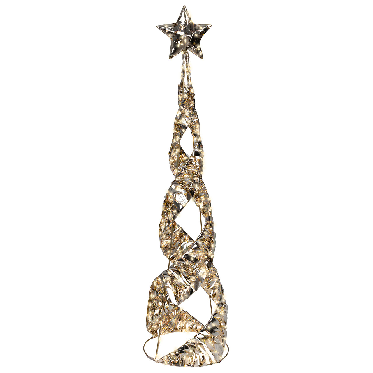3.3 ft. Gold Tinsel Cone Tree with 600 Warm White Lights
