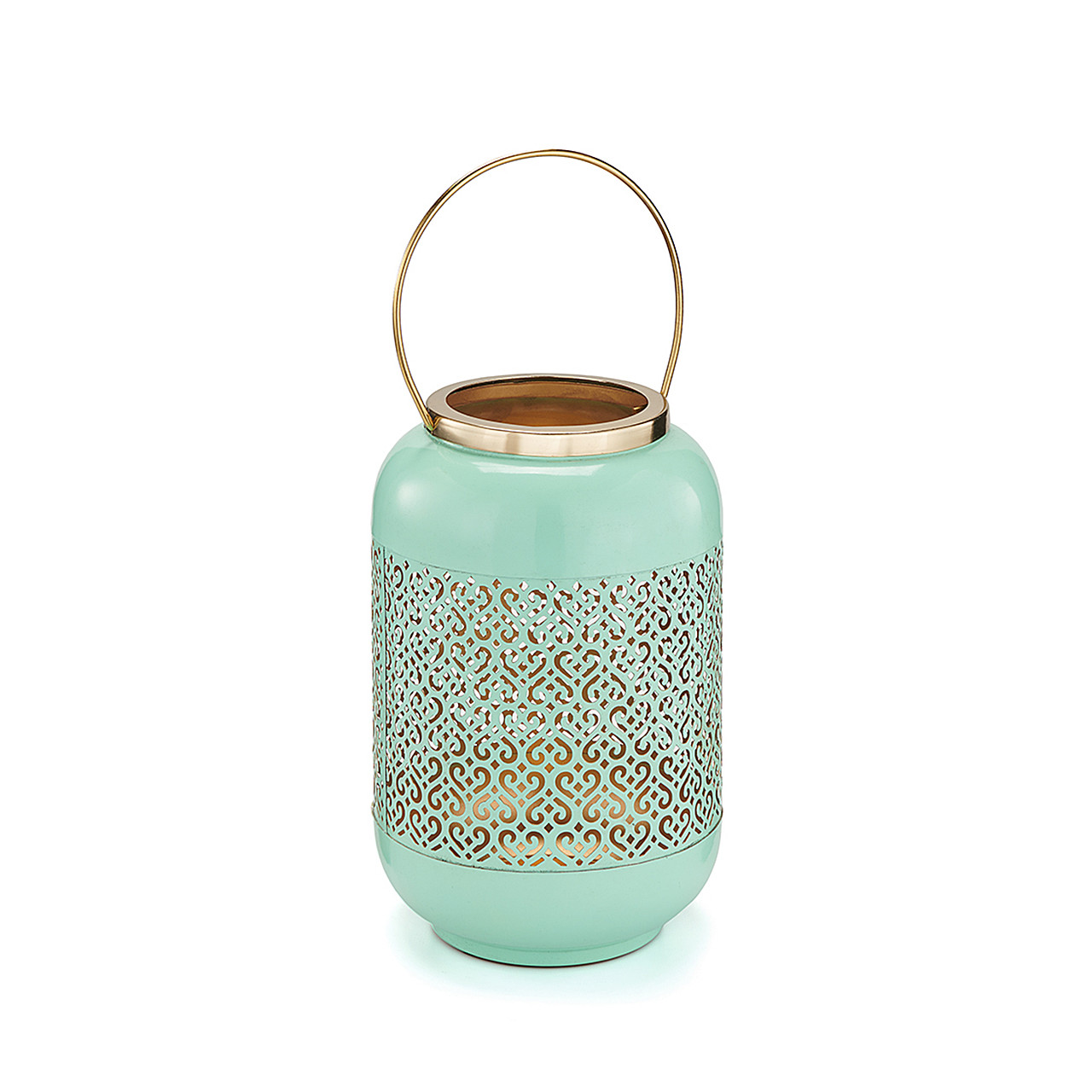 10.5 in. Turquoise Steel Hurricane Lantern 10.5 in. Turquoise Steel Hurricane Lantern