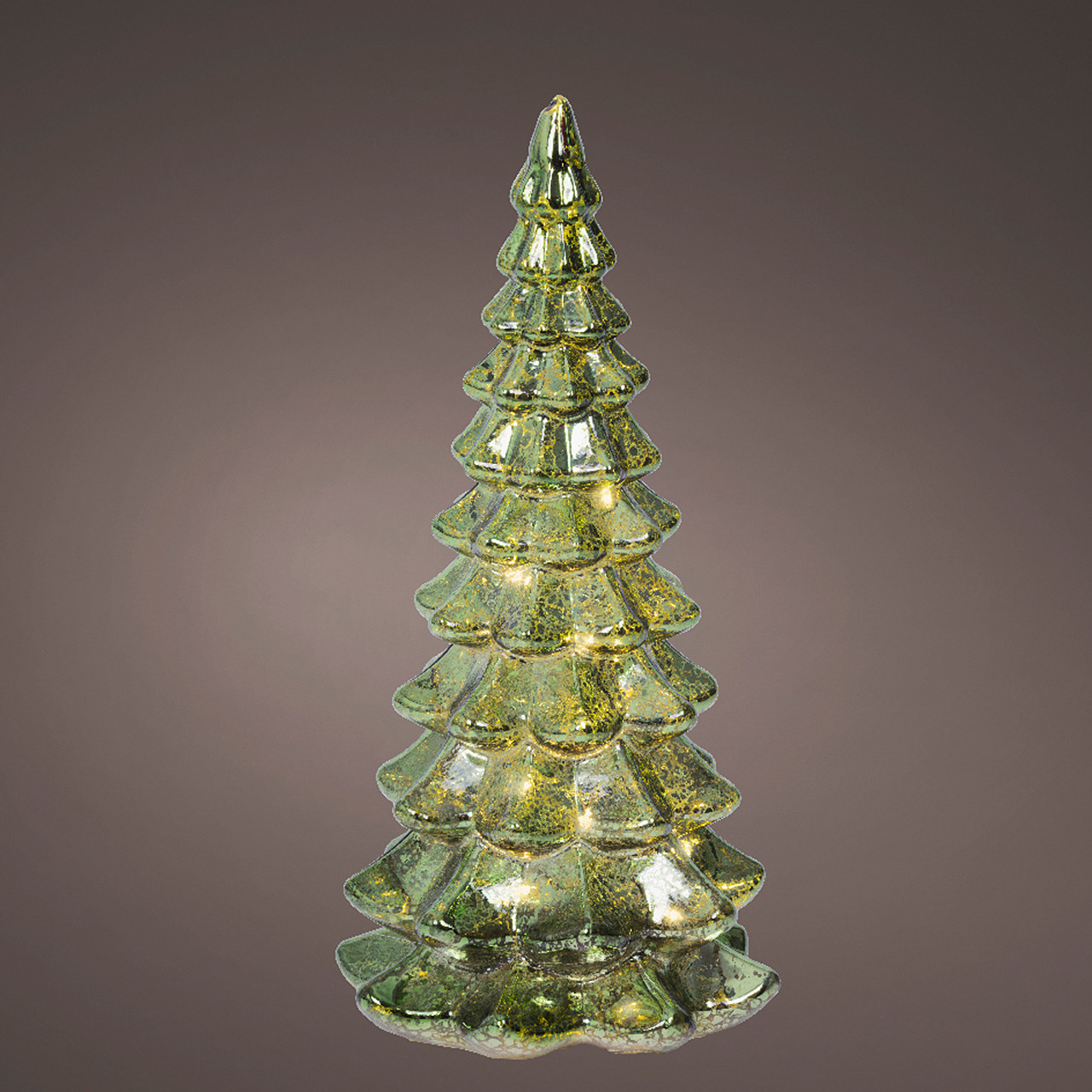 Glass Christmas Tree Decor with Steady Warm White Lights