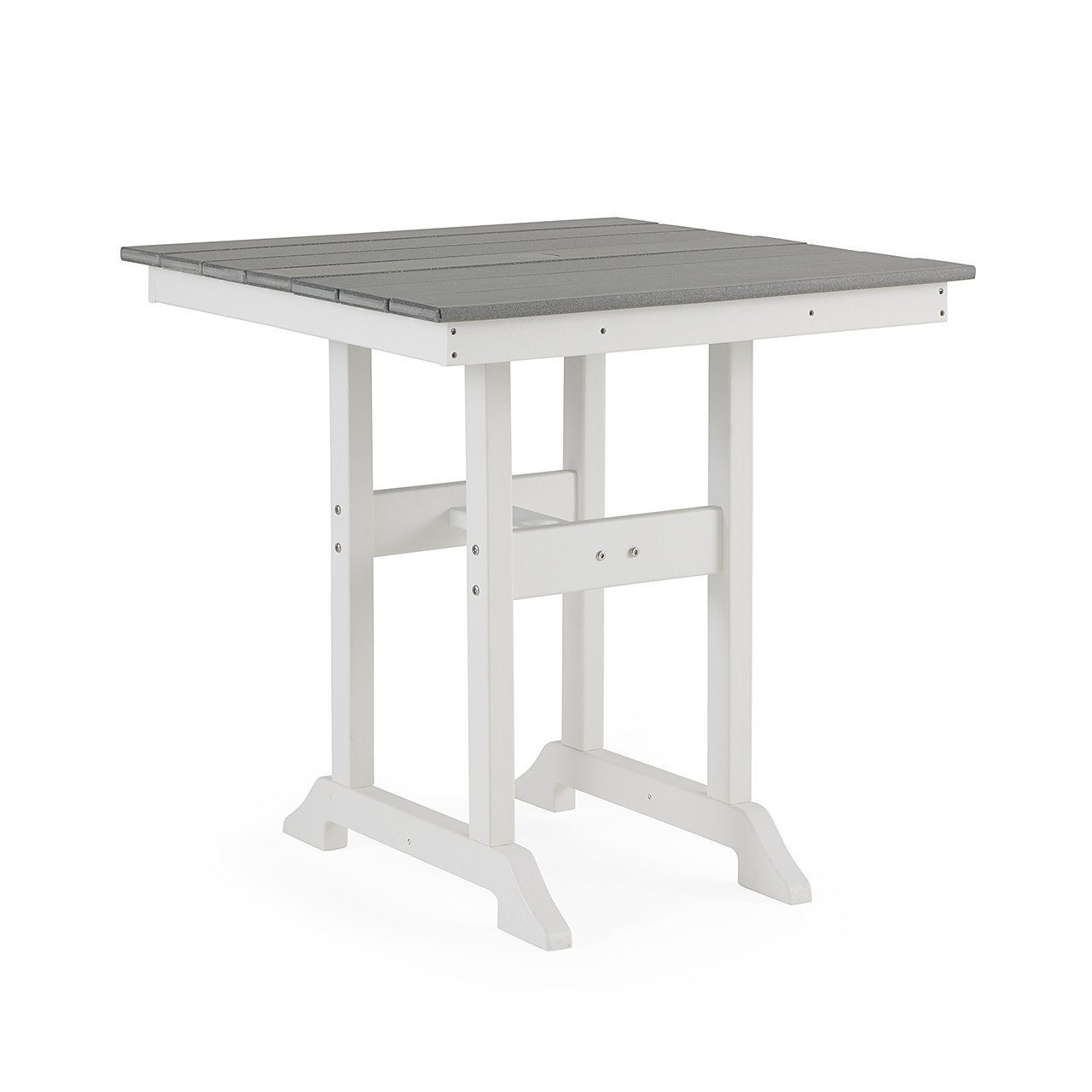 Farmhouse Polymer 3 Piece Bistro Set + 32 in. Sq. Slat Top Dining Table