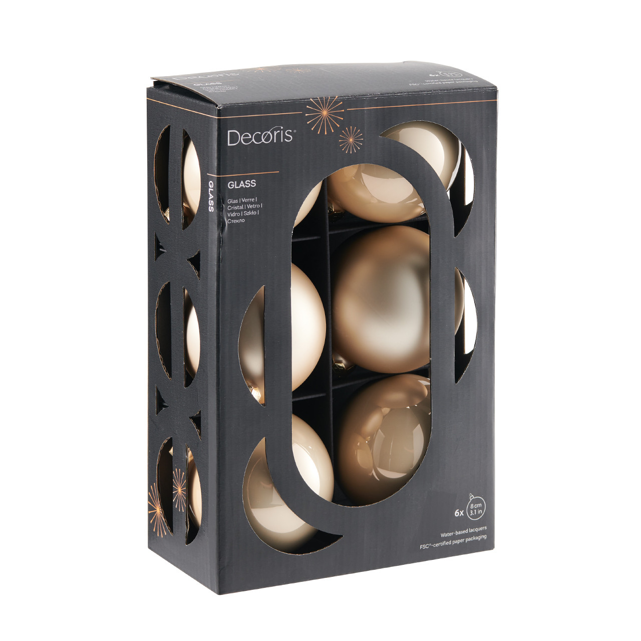 In-Store Only - 3 in. Pearl Glass Ball Ornaments, Set of 6