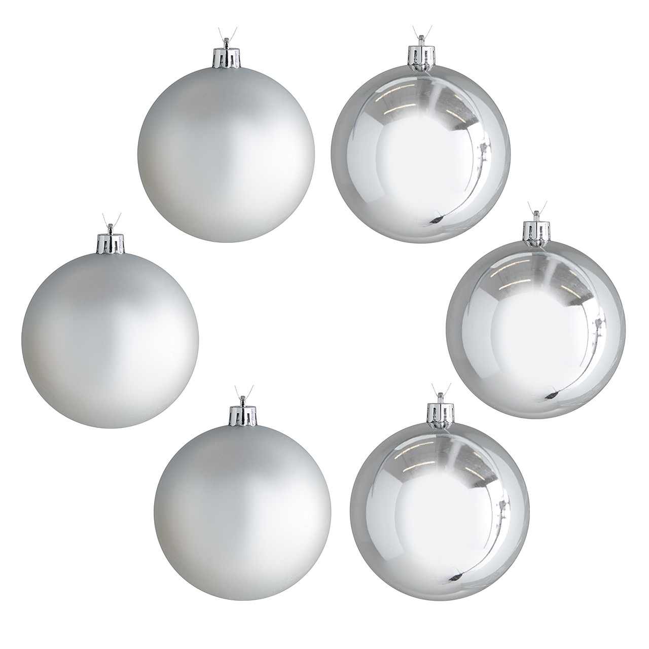 In-Store Only - 3 in. Silver Shatterproof Ball Ornaments, Set of 6