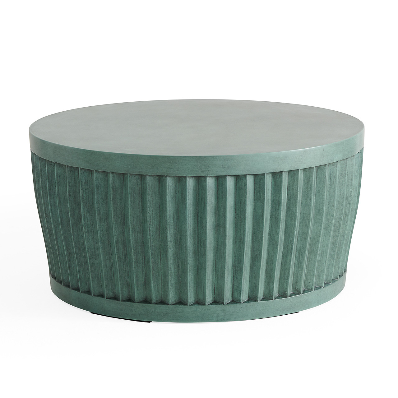 Venice Silver Oak Outdoor Wicker with Cushions 4 Piece Sectional + Sea Glass 36 in. D Fluted Side Table