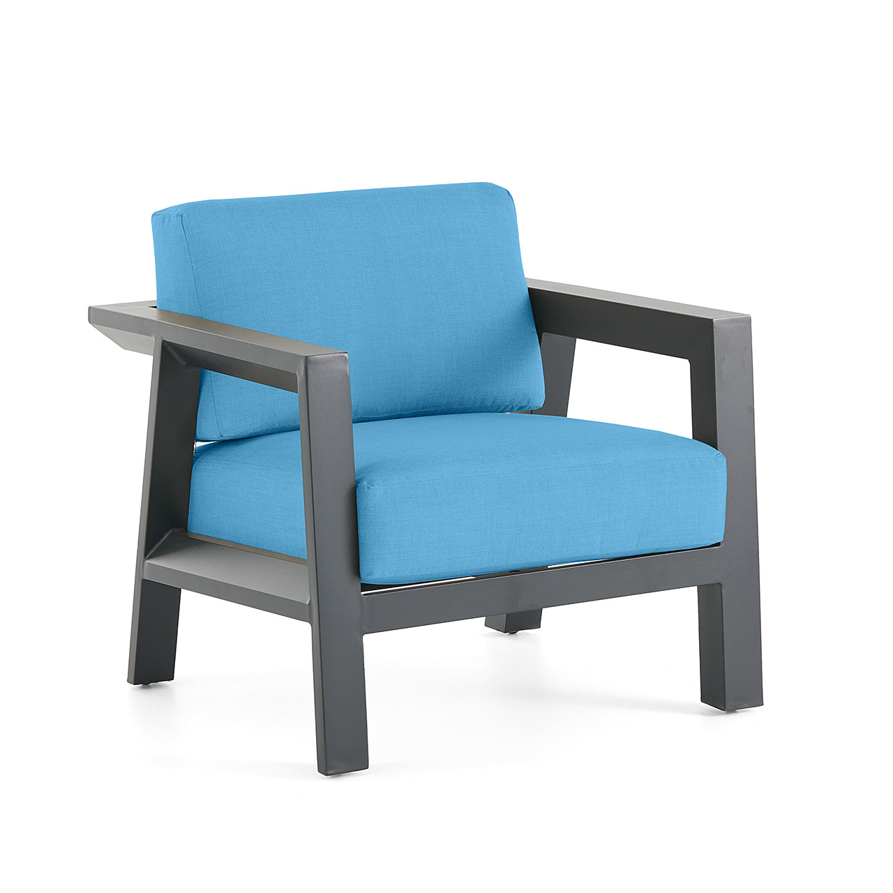 St. Lucia Midnight Aluminum with Canvas Sky Blue Cushions 4 Piece