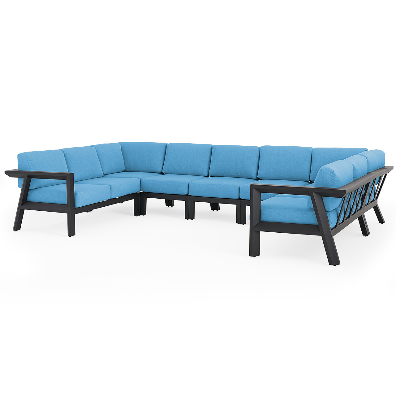 St. Lucia Midnight Aluminum with Canvas Sky Blue Cushions 7 Piece Sectional Group St. Lucia Midnight Aluminum with Canvas Sky Blue Cushions 7 Piece Sectional Group