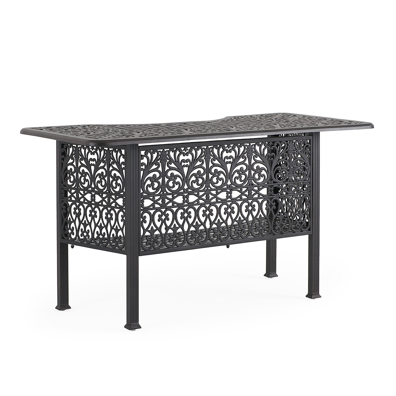 Naples Aged Bronze Cast Aluminum with Cushions 5 Piece Bar Set + 72 x 36 in. Party Table