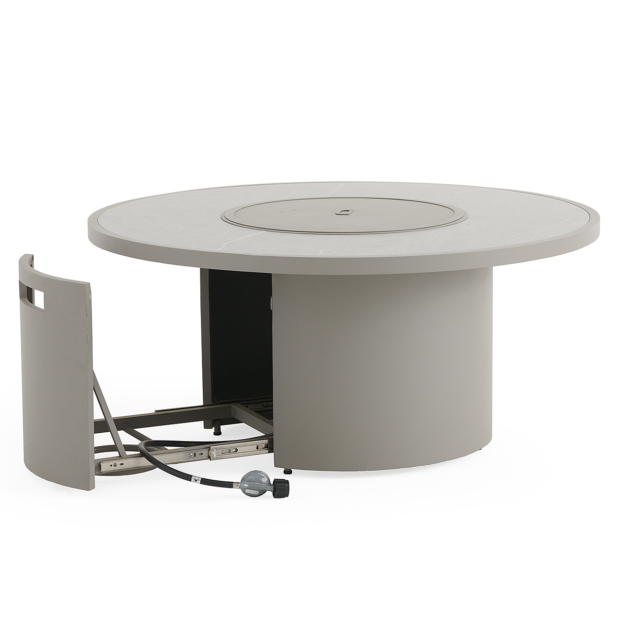 Sintered Stone Top 48 in. D Dark Driftwood Aluminum LP Gas Fire Pit Table