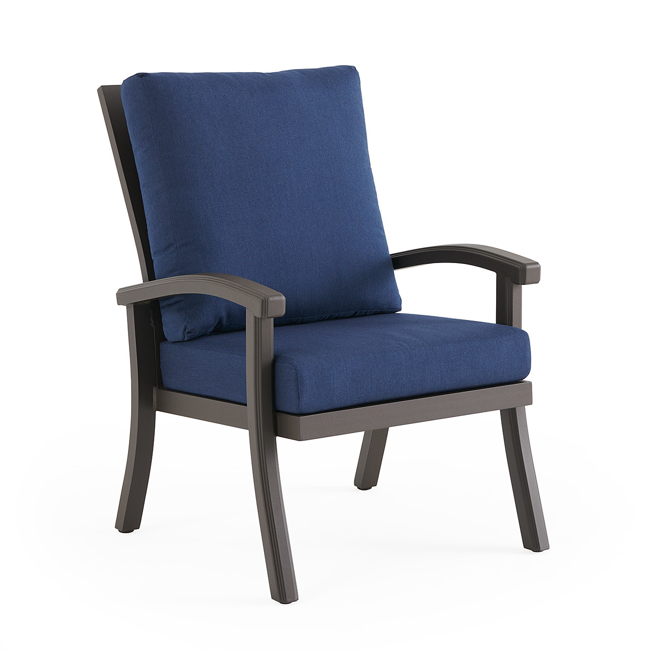 Fairmont Aged Bronze Aluminum with Spectrum Indigo Cushions 7 Piece Combo Dining Set + 70 x 42 in. Table