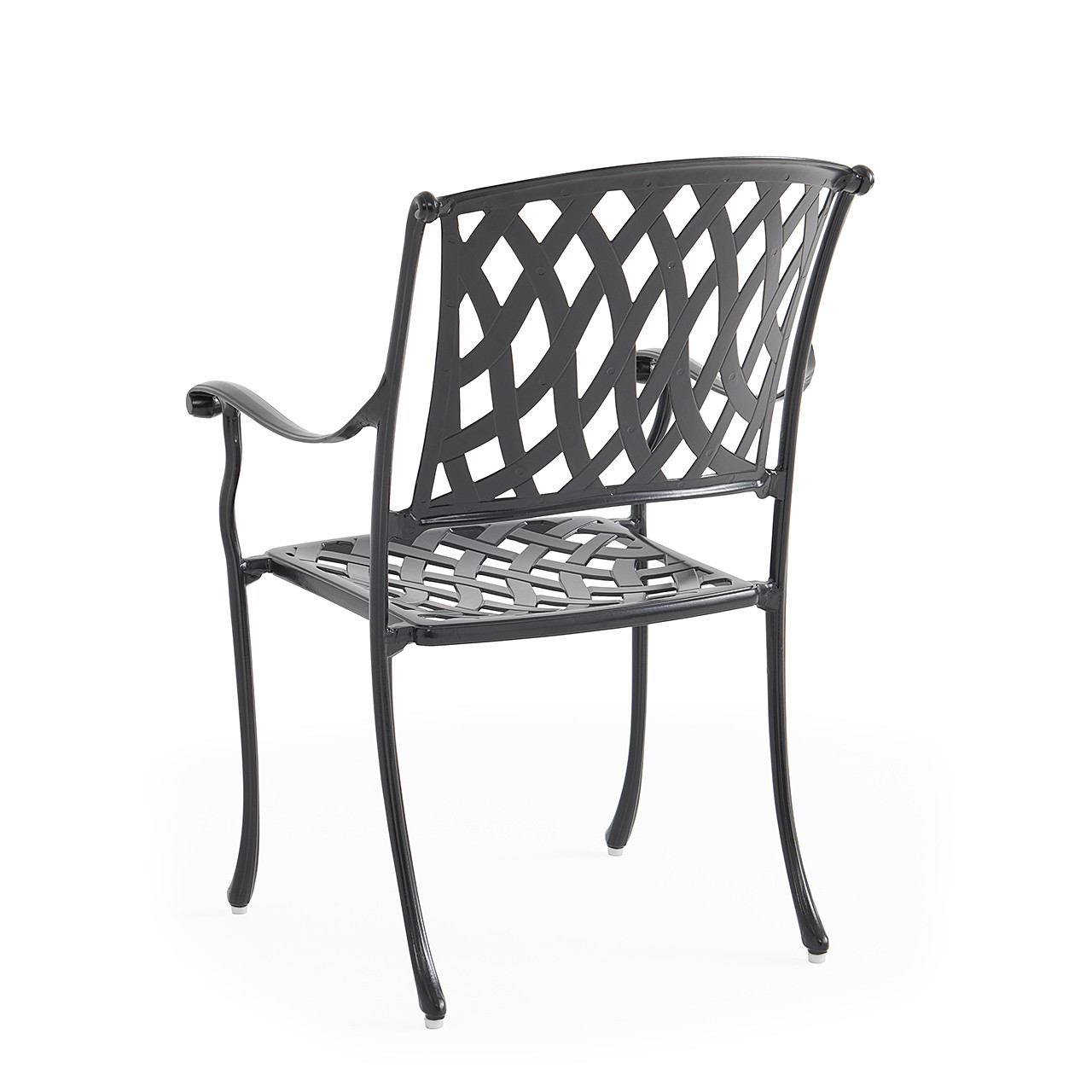 Tivoli Matte Black Cast Aluminum with Cushions 5 Piece Dining Set + 48 in. D Table