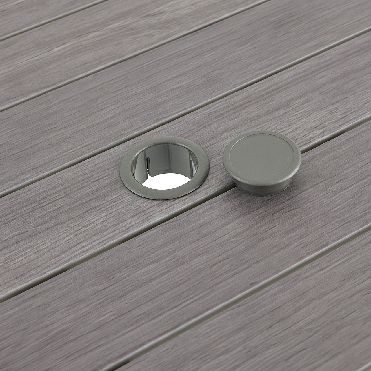 Sonoma Charcoal Aluminum Duraboard Slat Top 59 in. Sq. Dining Table