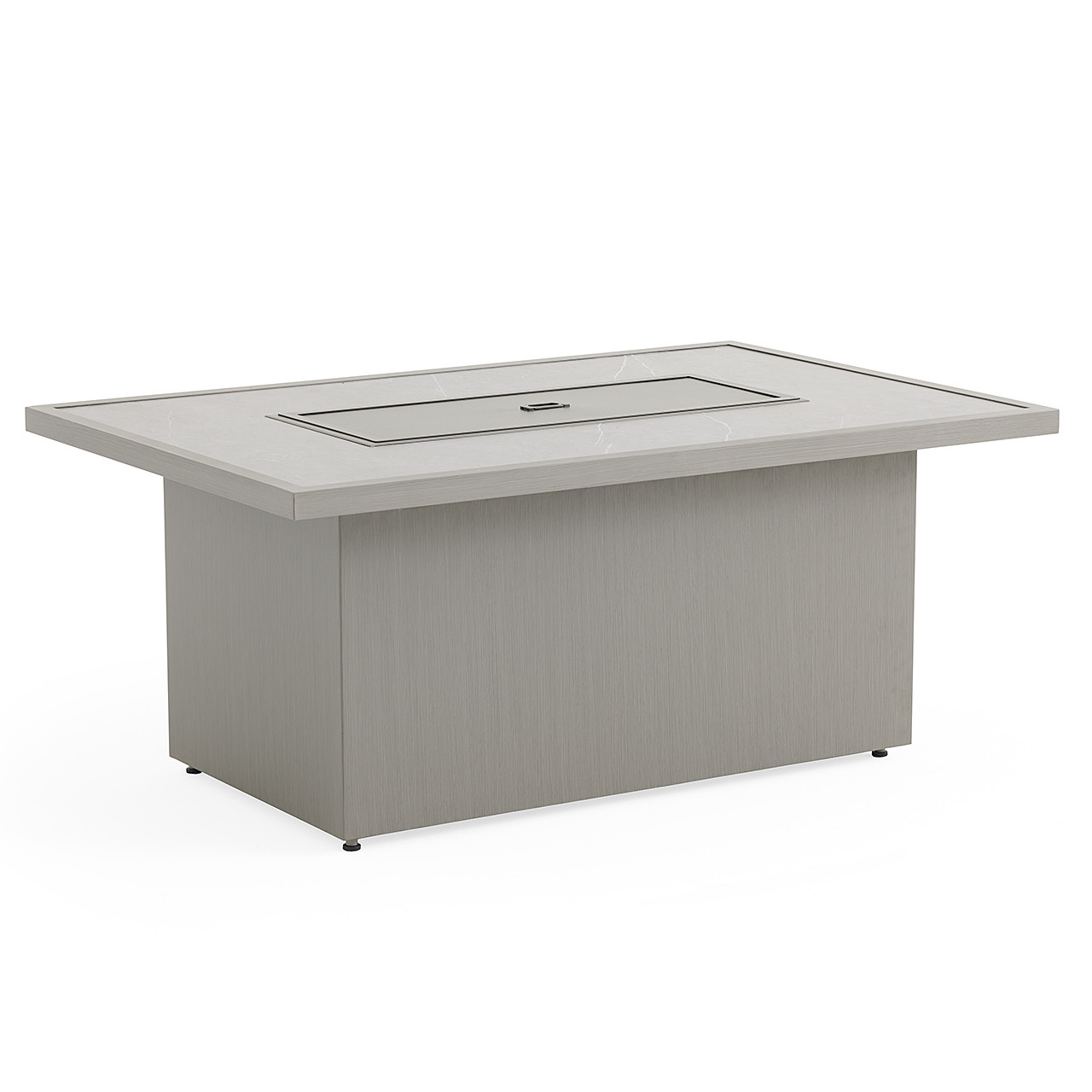 Montauk Slate Grey Polymer with Cushions 6 Piece Modular Sectional + 52 x 32 in. Fire Pit Table