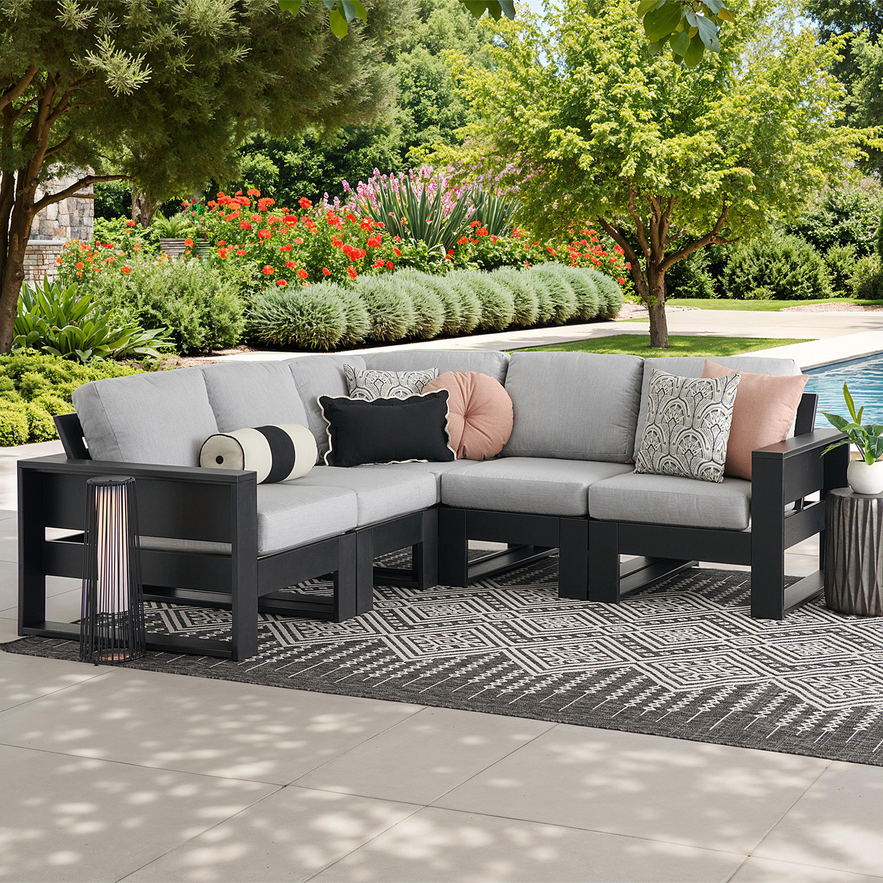 Montauk Polymer with Cushions 5 Piece Modular Sectional