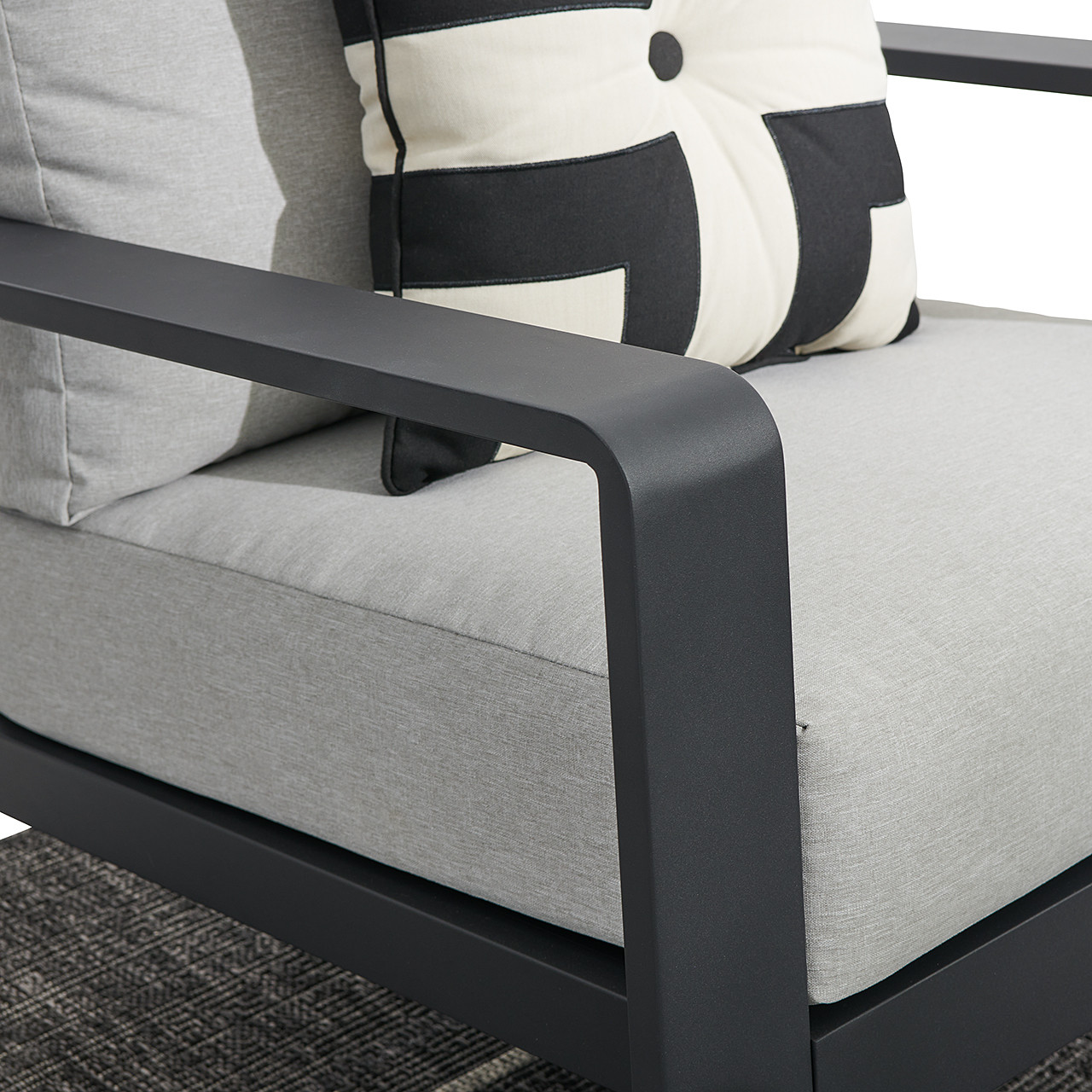 Carmel Midnight Aluminum and Meteor Silver Cushions 4 Piece Sofa