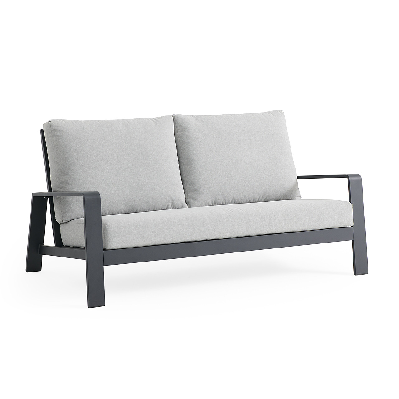 Carmel Midnight Aluminum and Meteor Silver Cushions 4 Piece Sofa Group with 39 x 23.6 in. Coffee Table