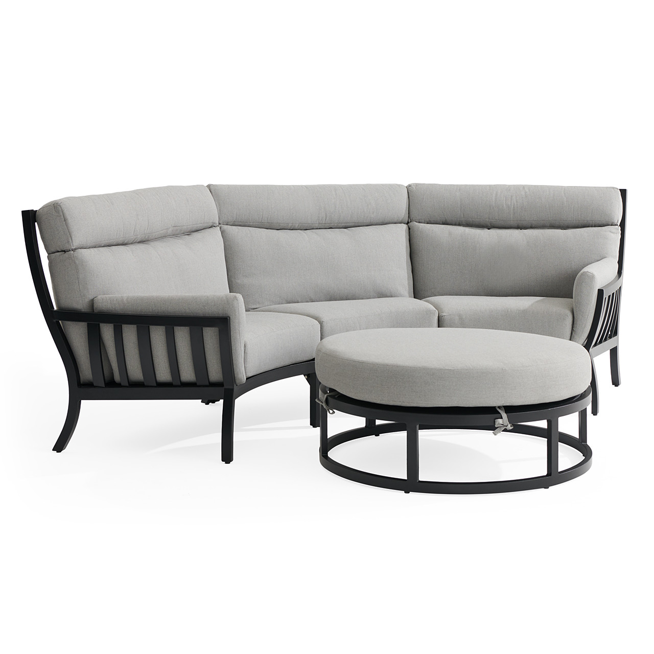 Siena Coal Aluminum with Panama Stone Grey 4 Piece Sectional with Ottoman
