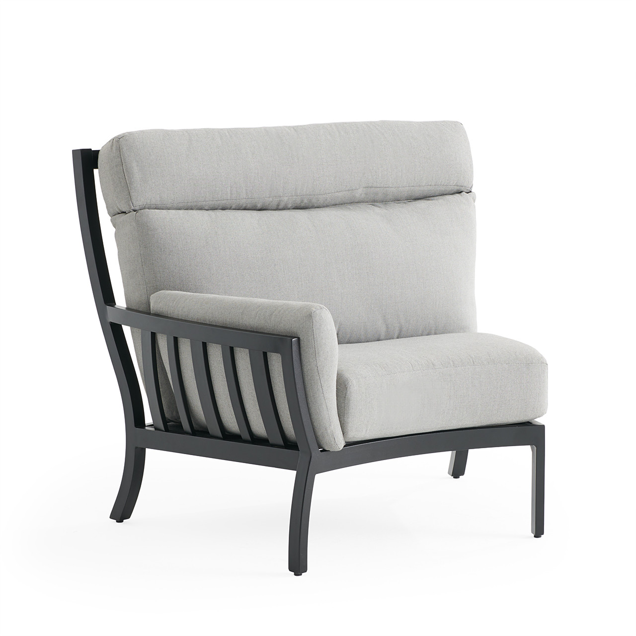 Siena Coal Aluminum with Panama Stone Grey 5 Piece Sectional with Ottoman