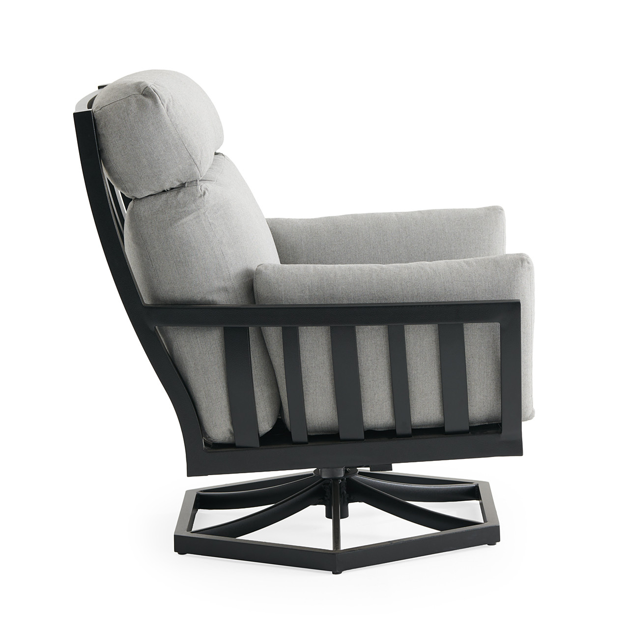Siena Coal Aluminum with Panama Stone Grey Cushions Swivel Club Rocker