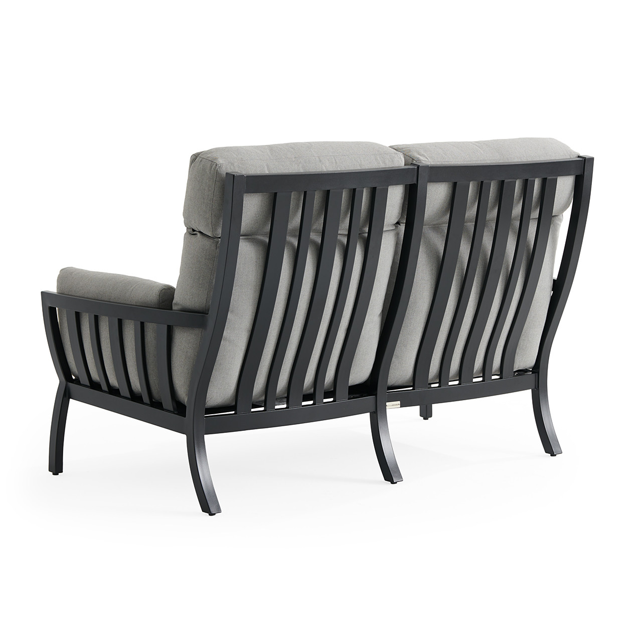 Siena Coal Aluminum with Panama Stone Grey Cushions Loveseat