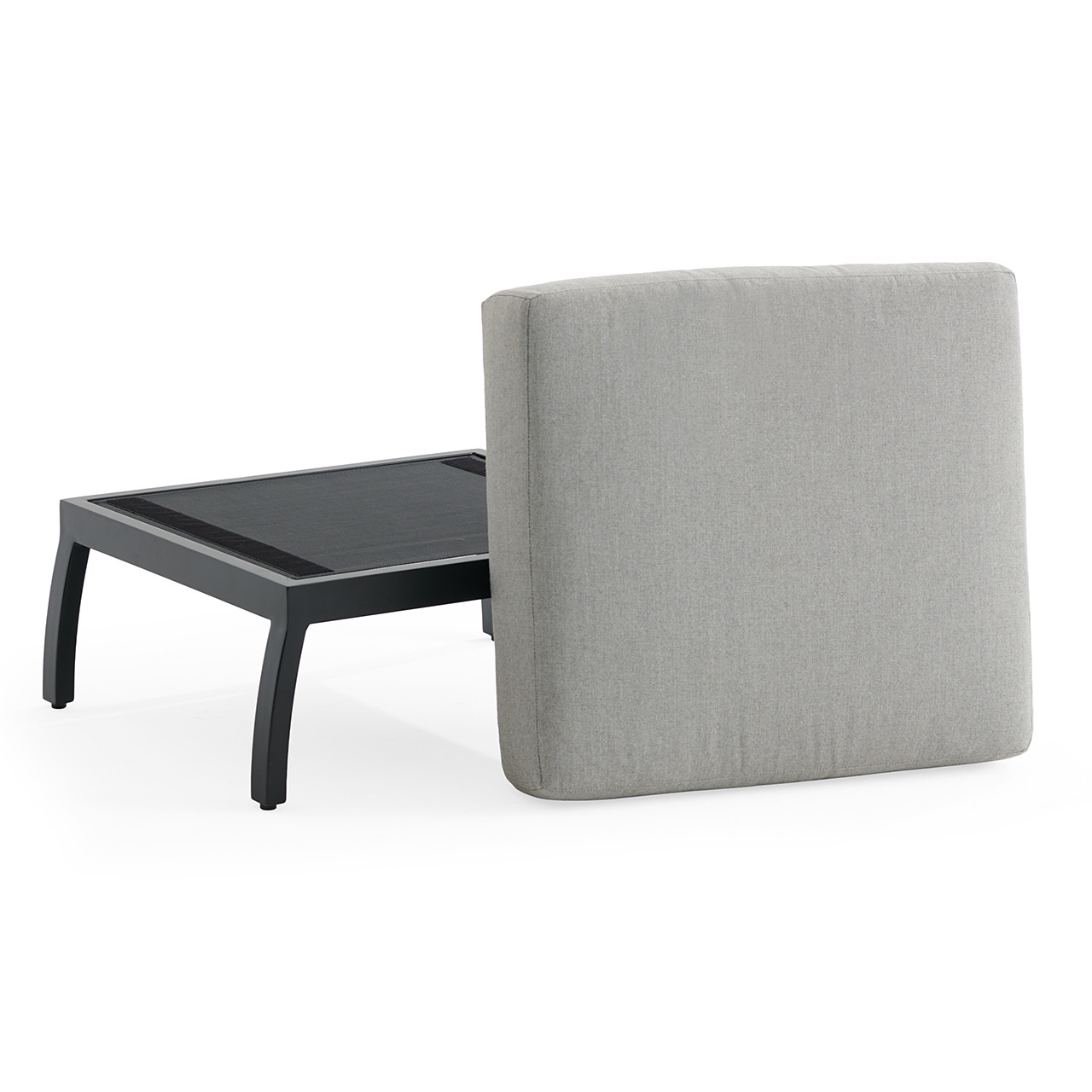 Siena Coal Aluminum with Panama Stone Grey Cushion Ottoman 