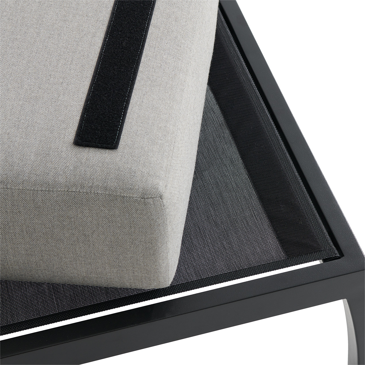 Siena Coal Aluminum with Panama Stone Grey Cushion Ottoman