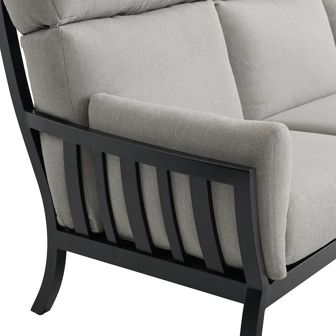 Siena Coal Aluminum with Panama Stone Grey 4 Piece Swivel Sofa Group + 46 x 26 in. Coffee Table