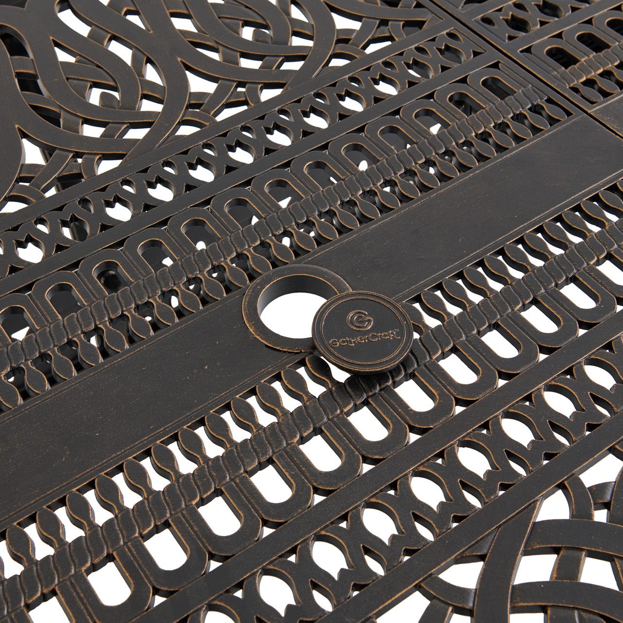 Roma Black Gold Cast Aluminum 84-132 x 48 in. Double Extension Dining Table