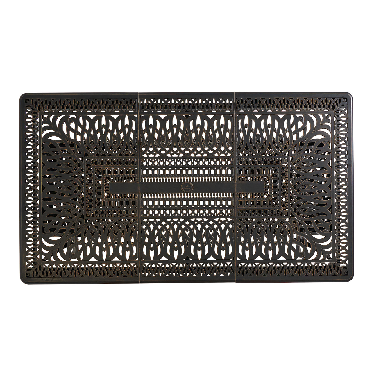 Roma Black Gold Cast Aluminum 84-132 x 48 in. Double Extension Dining Table