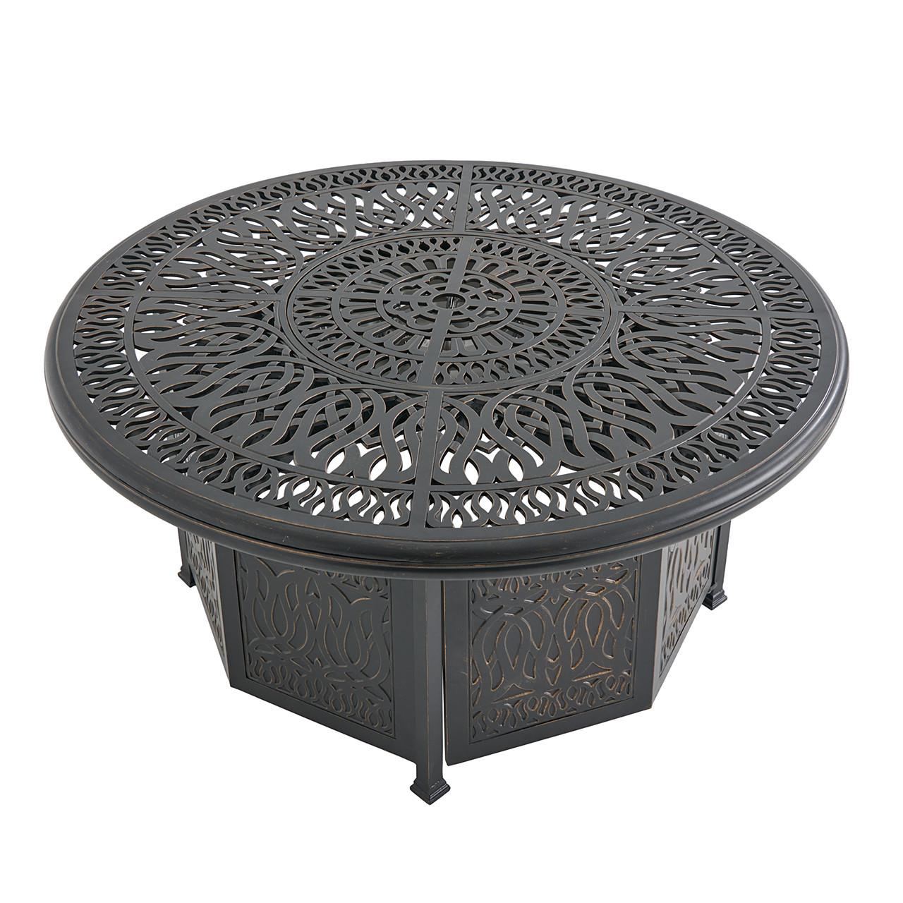 Roma Black Gold Cast Aluminum 52 in. D Gas Fire Pit Table