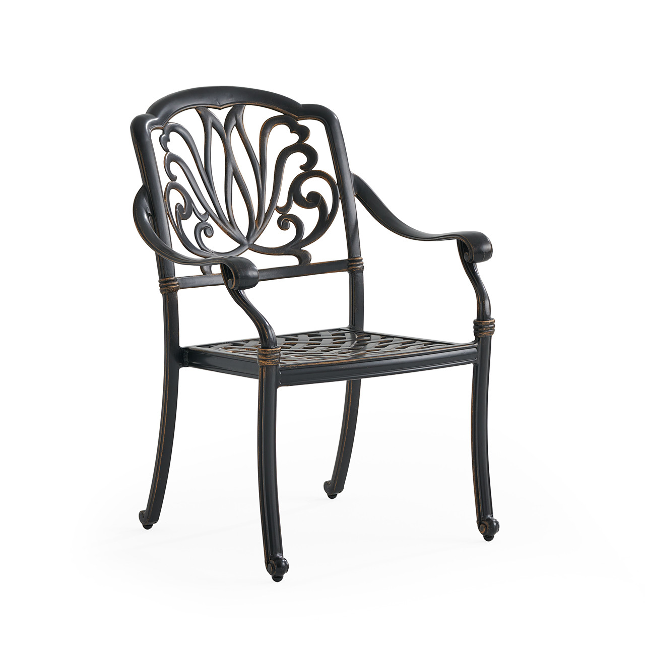 Roma Black Gold Cast Aluminum with Cushion Dining Chair