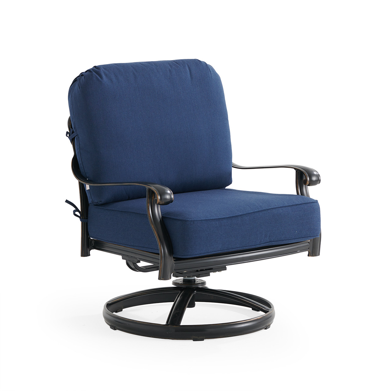 【美品】ROME FREE ROCKER 145 UNION DLX ML Roma Black Gold Cast Aluminum with Cushions Swivel Club Rocker
