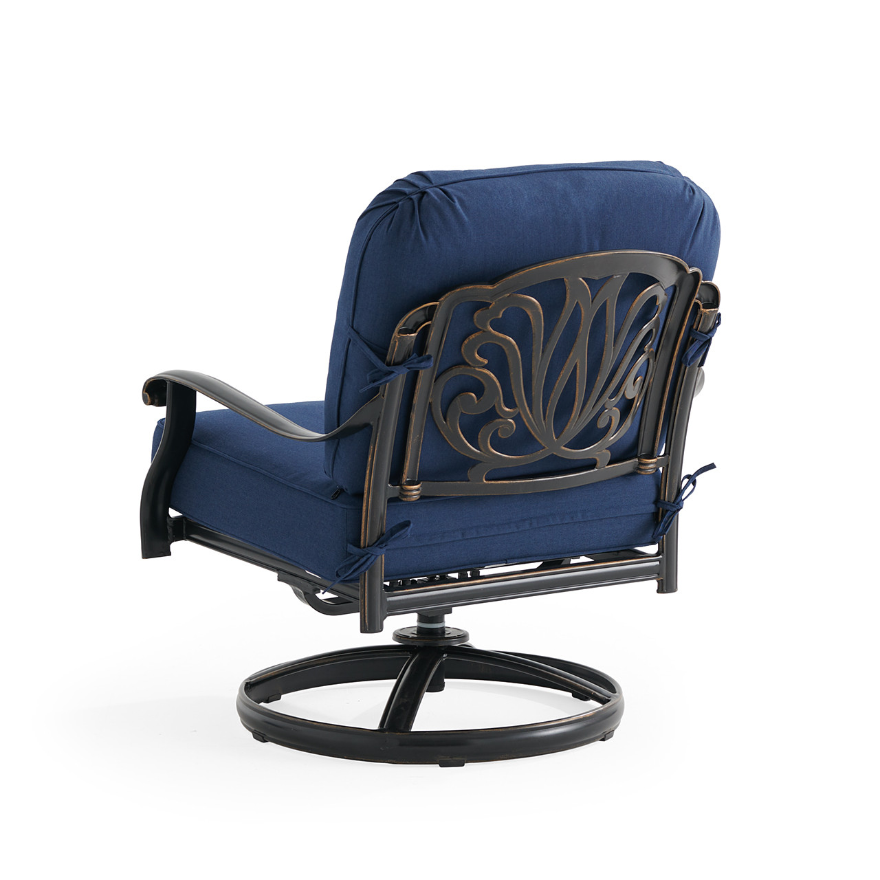 Roma Black Gold Cast Aluminum with Cushions Swivel Club Rocker